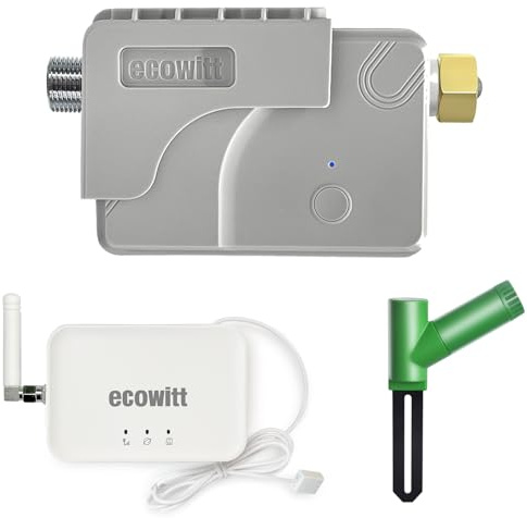 ECOWITT GW3004 Temporizador de riego, WFC01 jardín Inteligente Temporizador de riego + Puerta de Enlace WiFi 3 en 1 gw3000 + Suelo moisure Metro WH51