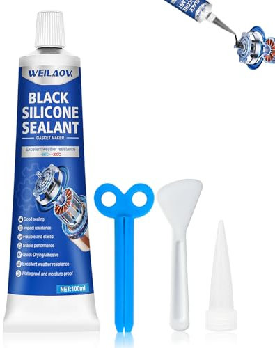 WEILAOK Pasta Nera Guarnizioni Motore, Silicone Alte Temperature, Sigillante per Motori, Silicone Nero Sigillante, Sigillante Motore Alte Temperature Adatto per Testate Cilindri, Motori, 100ml