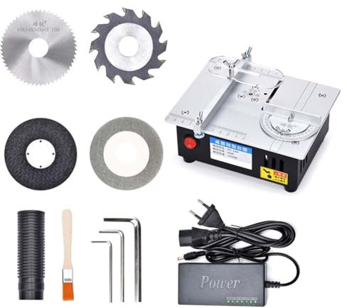 Sxmrmnx Mini Scie Circulaire Électrique de Menuiserie sur Table, Scie de Banc DIY pour Modèles Artisanaux, Outil de Coupe de 96W, Scies Électriques de Bureau, Prise EU