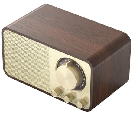 Nicear Radio Bluetooth Retro con Diseño De Veta De Madera, Altavoz Retro De 5 W, Batería De 1800 MAh, Tarjeta AUX/USB/TF, Radio FM para Cocina, Dormitorio Y Oficina.
