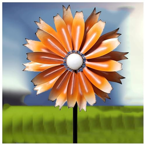 Hazomeu Magische WindmüHle Aus Metall 149cm Groß WindmüHle Garten Groß XXL Metall Windspiel Wetterfestes Gartendeko,Orange