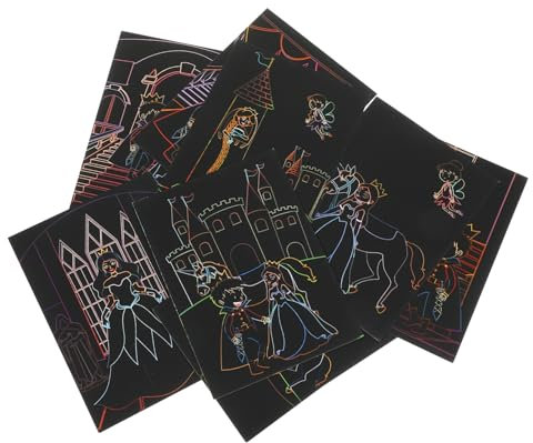 WESIEVYA 1satz Kratzpapier Für Junge Mädchen Kreatives Bastelset Mit Regenbogen-design Und Verschiedenen Malvorlagen Für Kreative Partys Und Fördert Die Fantasie Und Kreativität
