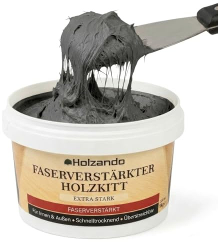 Holzando® Faserverstärkter Holzkitt Extra Stark – Holzspachtelmasse für Holz, OSB & Wände – Holz Reparaturset für Innen & Außen – Fensterkitt, Holzpaste, Wood Filler Grau 105-10Kg