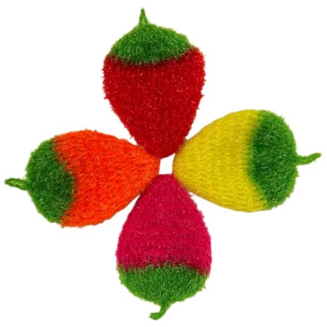 Ciieeo 4piezas Paños De Cocina Creativos Fresa Toallas De Limpieza De Poliéster Absorbentes Duraderos Multifuncionales