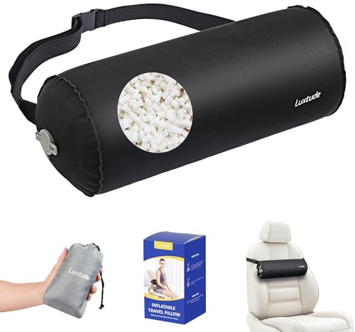 Luxtude Inflatable Lumbar Pillow for Airplane Travel, Inflatable Lumbar Support Pillow for Car & Office Chair, Neck Roll Pillows for Lower Back Pain Relief, Travel Back Support Neck Pillows