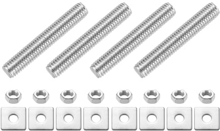 uxcell 4Pcs Fully Threaded Rod, M8-1.25 Thread Pitch 50mm Length Stainless Steel Right Hand Fully Threaded Studs with Nuts and Washers for Clamps, Hangers and U-Bolts