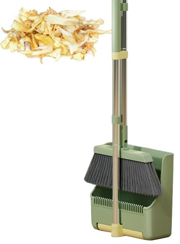 Balai avec pelle à poussière – Long manche léger rotatif à 180° – Ensemble | d'outils de nettoyage pour jardin, cuisine, hall, garage, salle de bain, salle à manger