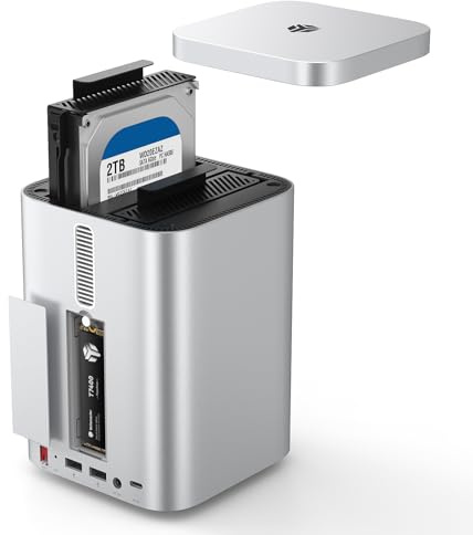 Yottamaster 2 Bay RAID HDD Enclosure with M.2 NVMe Slot, 10Gbps USB-C HDD Enclosure DAS, Supports RAID 1/JBOD, SD/TF Card Reader & 5 USB Ports for 3.5/2.5 SATA & M.2 SSD up to 56TB [HSD10]