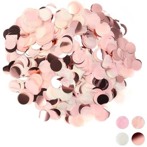 12000Pcs Rose Gold Pink Round Shape Paper Confetti, Wedding Table Tissue Confetti, Romantic Birthday Ball Decoration for Weddings, Anniversary, Valentines, Baby Shower