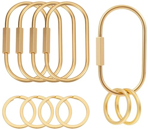 CRAFTYMELODY 5 chiusure a vite in ottone ovali moschettoni con 5 anelli divisi in ferro per gioielli chiusura portachiavi clip portachiavi fibbia per gioielli creazione di collane borse fai da te
