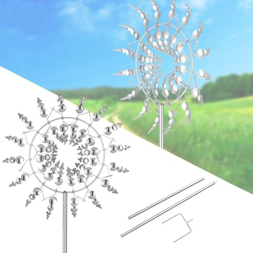 Mulino a Vento in Metallo, 30cm Unica E Magica Girandola a Vento da Giardin con Paletto da Giardino in Metallo per Terrazze All'aperto Per il Patio Prato e Giardino Decorazione Ornamento