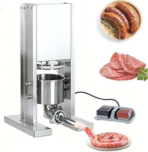 Insaccatrice automatica per salsicce, macchina per insaccatura verticale da 3 litri, insaccatrice verticale elettrica in acciaio inossidabile con 3 tubi per insaccatura, controllo a pedale