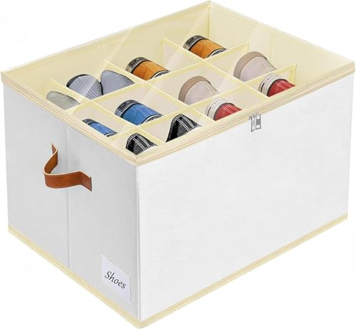 QinyOulhause Scatole per Scarpe, Adatto per 12 Paia, Organizer Scarpe, Organizer per scarpe per armadio con coperchio trasparente e manici rinforzati per Camera da Letto, Ingresso, Armadio