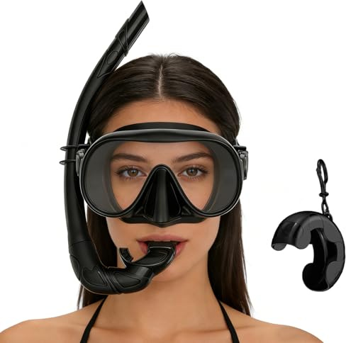 Juego de esnórquel para Adultos, Equipo de Buceo panorámico, con, Correa Ajustable, máscara de Buceo Plegable, para Hombres, Mujeres, Deportistas, familias, Entrenamiento de natación,