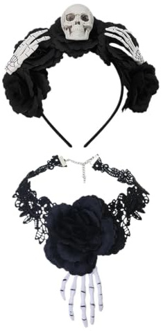 Collier Ras-de-cou Gothique Choker Bandeau Crâne Vintage Horreur Avec Noire
