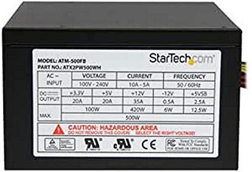 StarTech ATX2PW500WH - Fuente de alimentación de Ordenador PC 500 W ATX12V 2.3 80 Plus