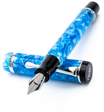 Conklin Duragraph Fountain Pen Ice Blue - Medium Nib, Timeless Writing Instrument with Cool Blue Finish