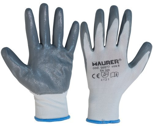 12pz - GUANTI TAGLIA 9 - DA LAVORO IN NITRILE GRIGIO GLOVEX MAURER