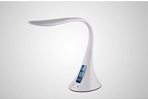 Majestic LL 406 LL-406 lámpara LED de Mesa multifunción Brazo Flexible de Silicona Reloj Despertador con Calendario y termómetro Doble Toma USB para Cargador Smartphone/Tablet, 10 W, Bianco, s
