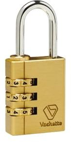 Vachette Cadenas à code Jupiter Laiton 30 mm 1793-30/SC Combinaison 4 chiffres, Résistance élevée aux intempéries, Utilisation extérieure intérieure, Haute résistance à la traction, Anse Acier Cémenté