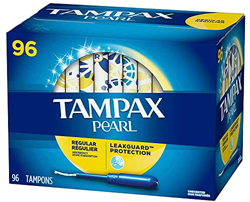 Tampax Pearl Plastic Antigravity LeakGuard Flechtgeflecht, normale Saugfähigkeit, geruchlos, 96 Stück