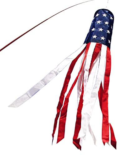 Anley 60 Zoll Amerikanische US-Flagge Windsack, Stars & Stripes USA Patriotische Dekorationen - Gestickte Sterne und lichtecht - 5 Füße