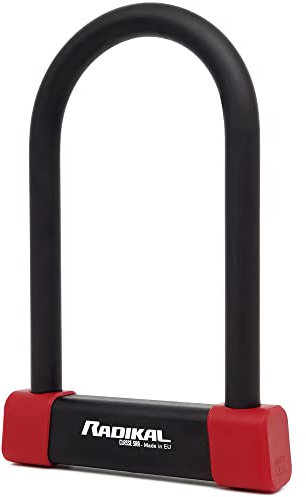RADIKAL RK120220 Lucchetto a U Premium Omologato SRA, 120x220mm, Bloccaggio su Entrambi i Dischi Freno, Arco ø18mm Acciaio Cementato Rivestito a Doppio Chiusura, Serratura Antifurto U Lock Moto