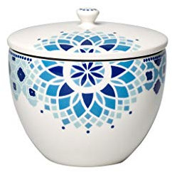 Villeroy & Boch Tea Passion Medina Tea Tin, 700 ml, Premium Porcelain, White/Blue