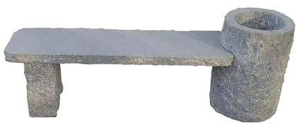 Dehner Gartenbank Flora, grau, ca. 130 x 45 x 30 cm | Pflanztrog, Granit