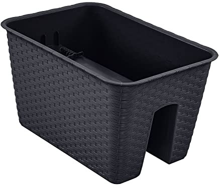 PAFEN Geländerkasten Blumenkasten Rattan-Optik DRLB400 13L anthrazit Balkonkasten Kasten