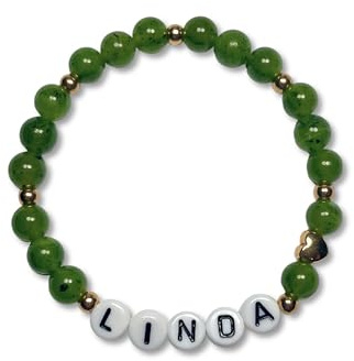 Majas Perlen Armband mit Namen Rosenquarz Melina Herz echt platiniert - Geschenk Mädchen Mama Geburt Baby Lieblingsmensch - diverse Edelsteine möglich - Handmade Personalisierbar