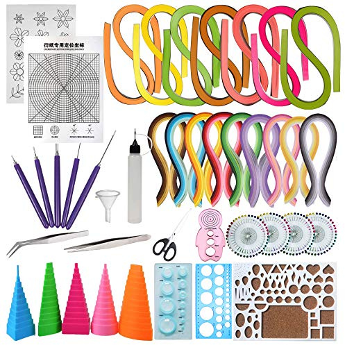 Woohome 33 PCS Paper Quilling Strips Set with 17 PCS Quilling Tools, 16 Color 1600 Strips Quilling Paper with Quilling Pen, Paper Art Quilling for Crafts, Home Decoration