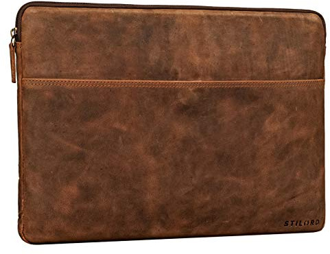 STILORD Murphy Pochette Ordinateur 15,6 Pouces Cuir Housse pour MacBook 16 Pouces et Laptop 15 Pouces Vintage Organiseur de Documents Sleeve Organizer Couleur:aneto - Marron