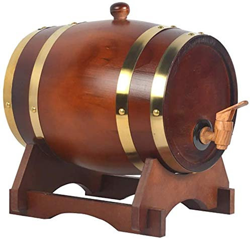 WaiMin Mini-Bierfass-Zapfhahn, Eichenfass, Weinfass aus Eichenholz, Vintage-Weinspender für Wein-, Bier, Spirituosen (Farbe: D, Größe: 1,5 l)
