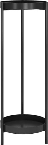 Fashionoda Pflanzenständer, 2-stöckig, Metall, mit 2 abnehmbaren Displays, für drinnen und draußen, 76,2 x 25,4 cm, Schwarz