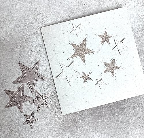 Stanzschablonern Sterne xmas Sternmix mit Naht in & outline, bis 6x6cm, 4-tlg.