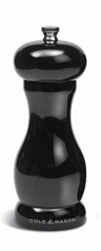 Cole & Mason H321825 Oxford Precision Plus Moulin à sel en bois brillant de qualité supérieure Noir 1 moulin à sel 155 mm