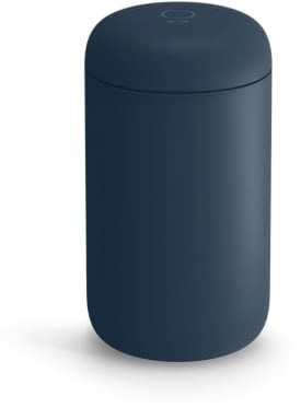 Fellow Carter Everywhere - Taza de viaje de boca ancha con aislamiento al vacío de acero inoxidable para café y té con interior de cerámica, azul piedra, taza de 16 onzas