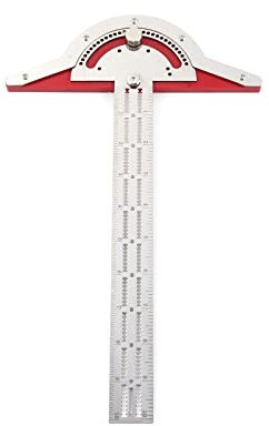 Woodworkers Edge Rule, Adjustable Protractor Angle Finder Stainless Steel Caliper, 0-70 Grad T-Type Woodwork Ruler, Woodworking Ruler Angle Measure Tool for Carpentry Household DIY (10 inches)