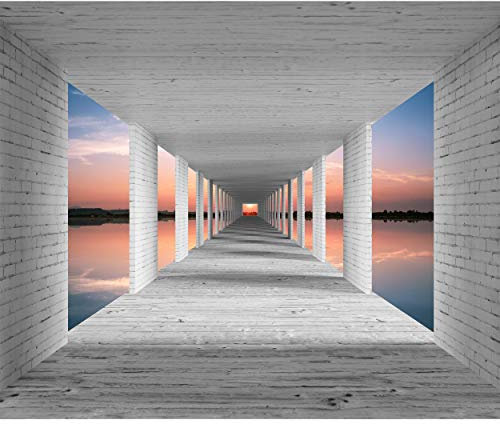 decomonkey Premium Fototapete Landschaft 350x256 cm XL Tapete Fototapeten Vlies Tapeten Vliestapete Wandtapete moderne Wandbild Wand Schlafzimmer Wohnzimmer 3d Effekt Natur Architektur Ziegel