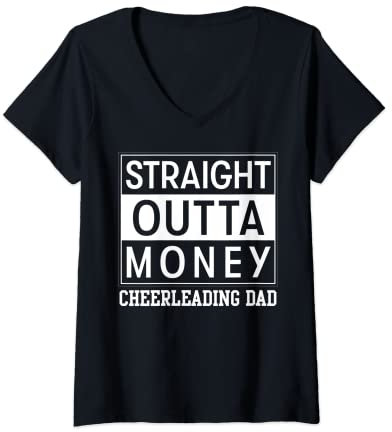 Damen Cheerleading Dad Lustiger Vatertag Cheerleader Spruch T-Shirt mit V-Ausschnitt