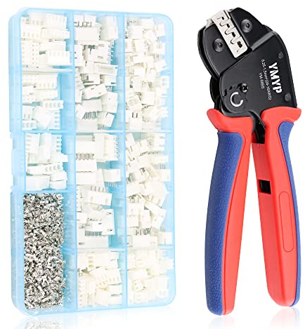 YMYP Crimpadora Pinzas para Crimpar con 720 PCS JST-XH - 0.25-1.5mm² para conectores AMP-TE 2.8/4.0/4.8/6.3 JST-SM2.54/XH2.54/VH3.96 y Molex - Alicates herramientas de crimpado