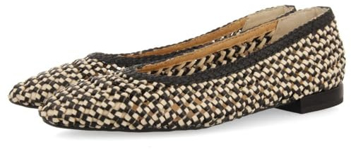 GIOSEPPO Ballerine in Pelle Intrecciata Bicolore con Punta Sottile per Donna Atherton, Nero, Bianco, 38 EU