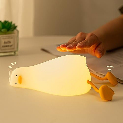 TRUMPETS Nachtlicht Ente, Schön Enten Lampe Dimmbar, Duck Lamp Kostenpflichtig USB-C LED Baby Silicone Entenlampe Mit Timing-Funktion für Kinder-Schlafzimmer Dekor-Kinder Geschenke