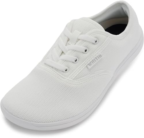 WHITIN Women's Knit Wide Minimalist Barefoot Shoes Width Toe Box Zero Drop Sole Sneakers Minimus Size 9 9W Tennis Running Walking Training White 40