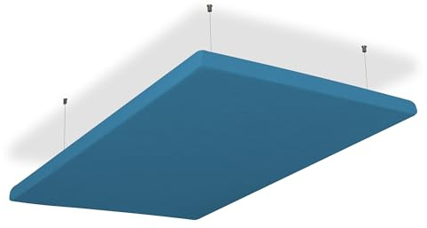 SILENT4® Plafond absorbant acoustique 114x72x5cm en non-tissé acoustique, montage par câble, acoustique améliorée prouvée par panneau acoustique en pétrole
