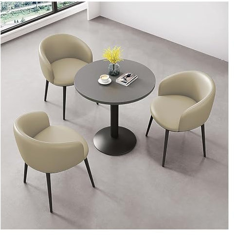 Esszimmer Tisch Und Hocker Set, Runden Esstisch Mit Stühlen Set, Essgruppen Runder Esstisch Mit 3 Stühlen, Sitzgruppe Für Küchentisch Set Für Kleine Räume Wohnzimmer,Terrasse,Büro ( Size : Khaki )