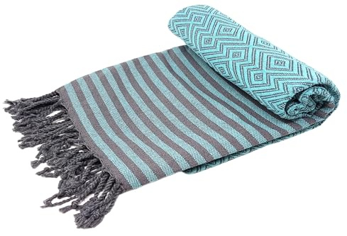 Stefano Ferrante KELIM LUX Hamamtuch (Mint) | Saunatuch, Pestemal, Fouta, Strandtuch, Badetuch, 100x180 cm, Baumwolle