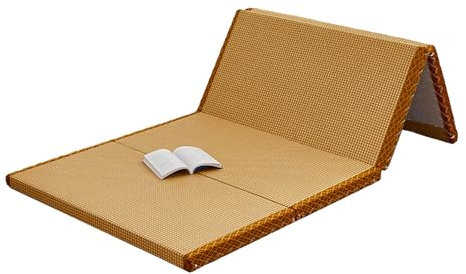 Tatami Matte, faltbare Futon-Klappmatratze, braunes Rush-Gras, Bodenmatte, Matratze, Klappbett mit Matratze, aufrollbare Matratze für den Einsatz, ideal für Meditation, Yoga, Zen-Raum, japanischer