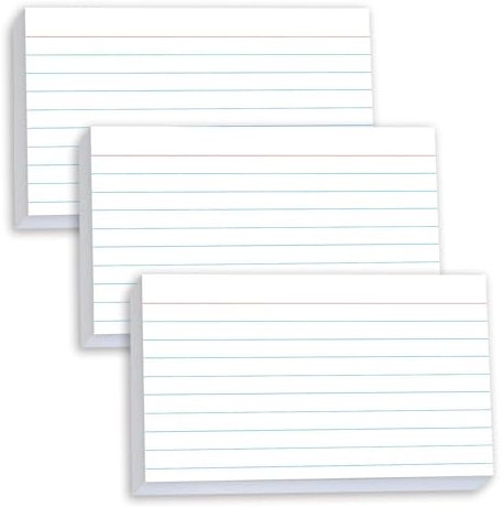 300 Stück Karteikarten, 7,6 x 12,7 cm, liniert – Pinovk Lernkarten, Lernkarten, linierte Karteikarten für Büro- und Schulbedarf